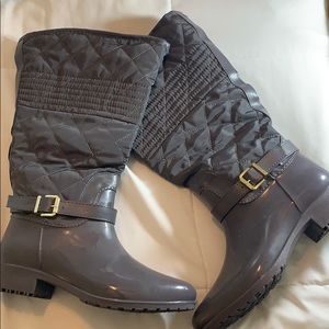 Gray Wide Calf Rain Boots